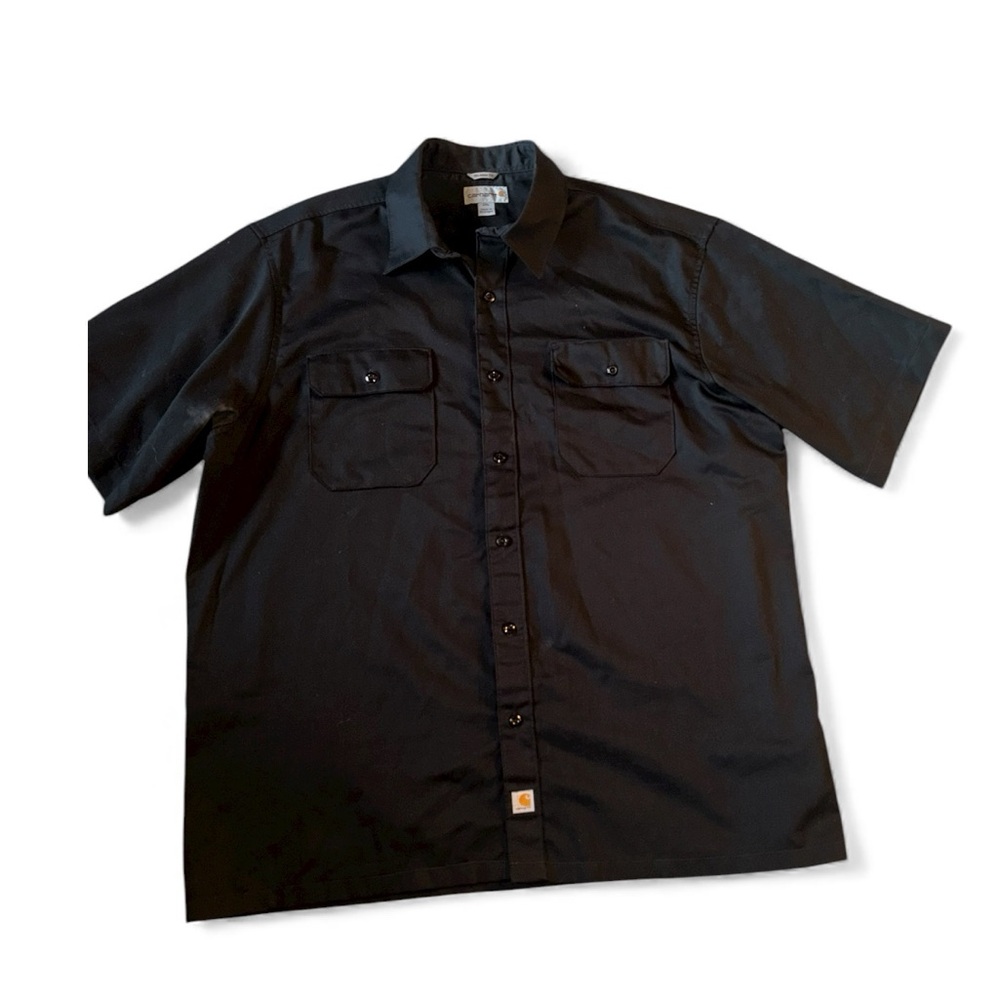 Carhartt Men Black Short Sleeve Relaxed Fit Work Shirt Size 2XL